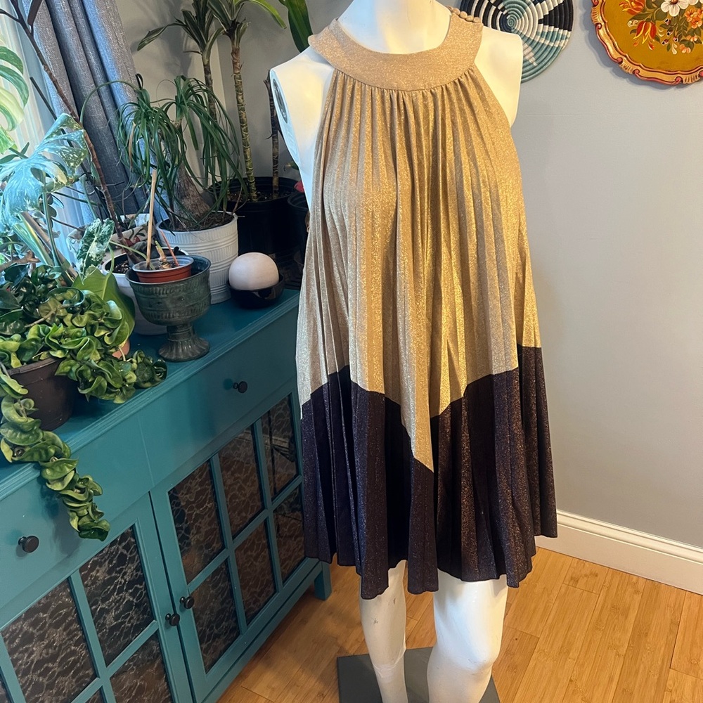 Chic Gold and Bronze Trapeze Dress